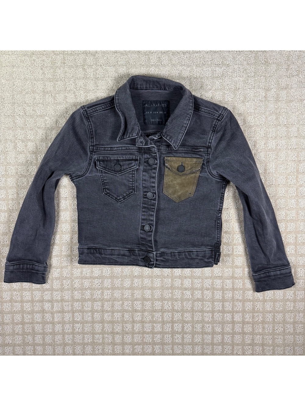 AllSaints Black Denim Cropped Jacket Women’s US 4